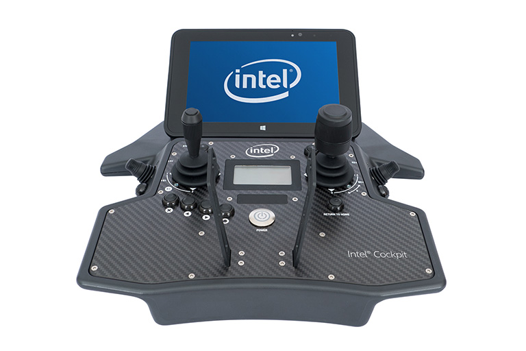 Intel Cockpit, water-resistant user interface, is part of the Intel Falcon 8+ unmanned aerial system. Intel Corporation on Oct. 11, 2016, announced the Intel Falcon 8+, an advanced drone with full electronic system redundancy that is designed with safety, ease, performance and precision for the North American markets. (Credit: Intel Corporation)