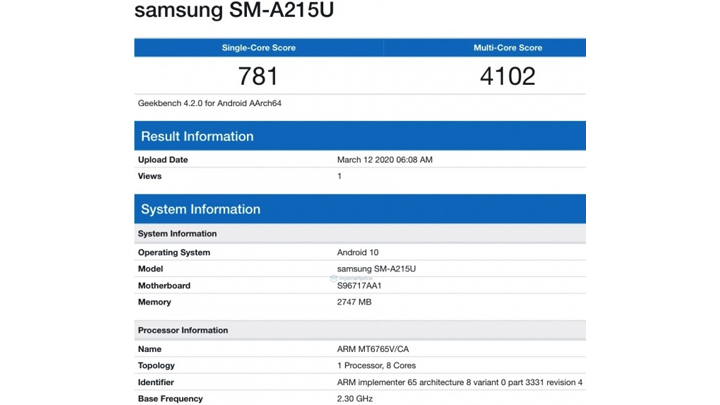 a215u specs