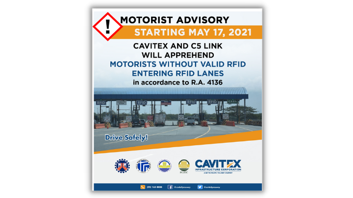 CAVITEX 1 • CAVITEX to apprehend motorists without valid RFID starting May 17