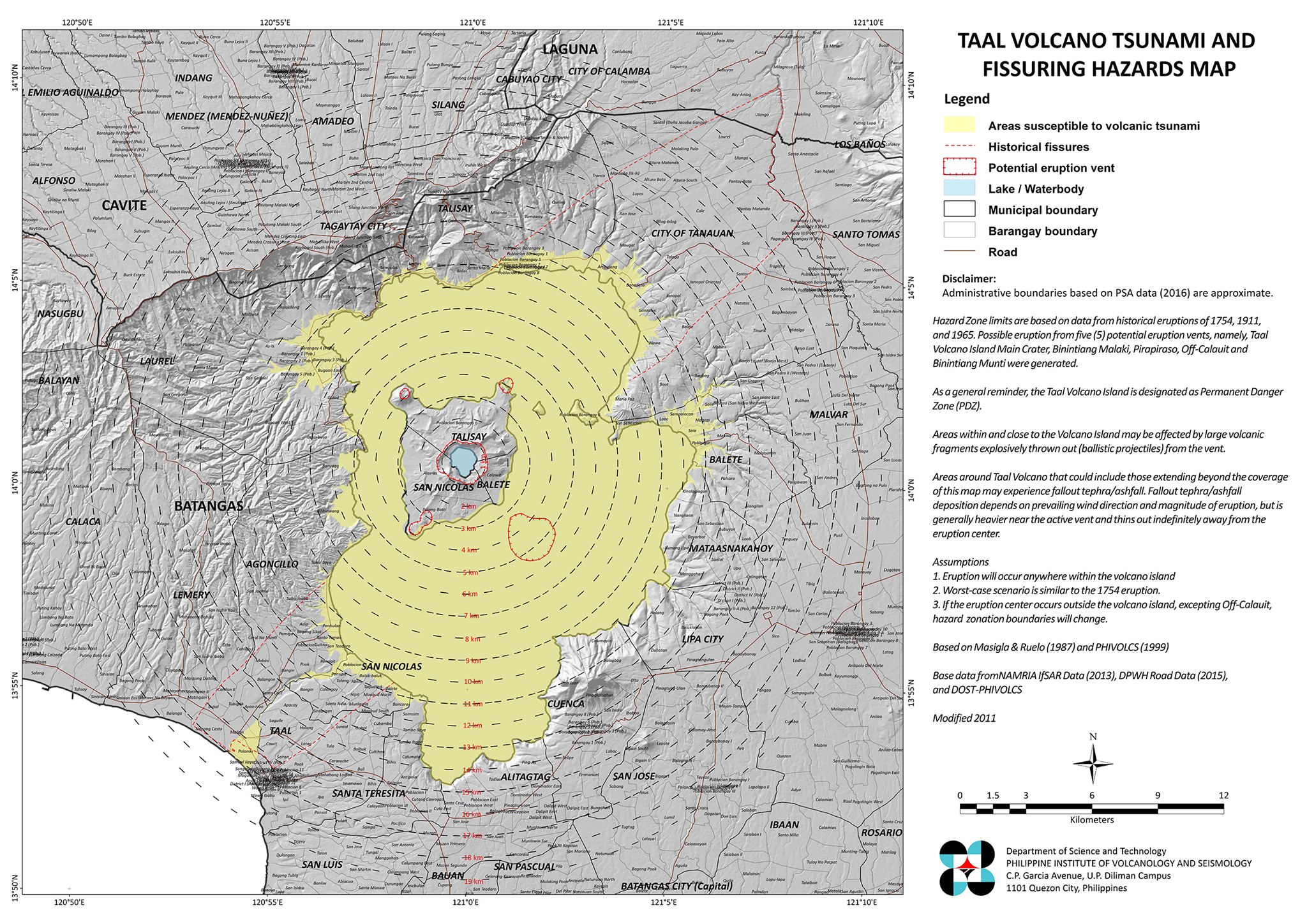 Taal Volcano Tsunami and Fissuring Hazards Map » YugaTech | Philippines ...