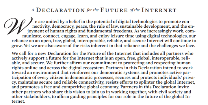 Declaration For The Future Of The Internet