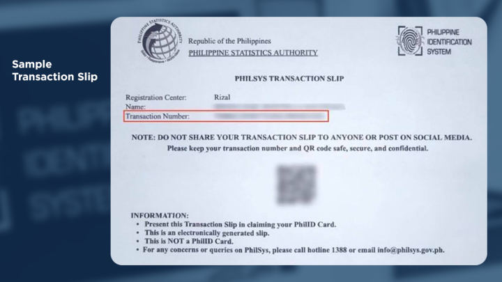 Sample Transaction Slip