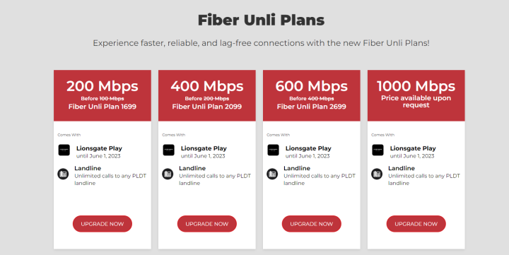 PLDT's 2x Free Upgrade Fiber Plans