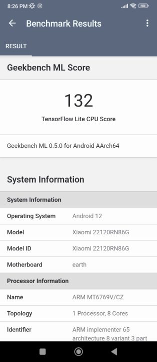 Redmi 12c Geekbench