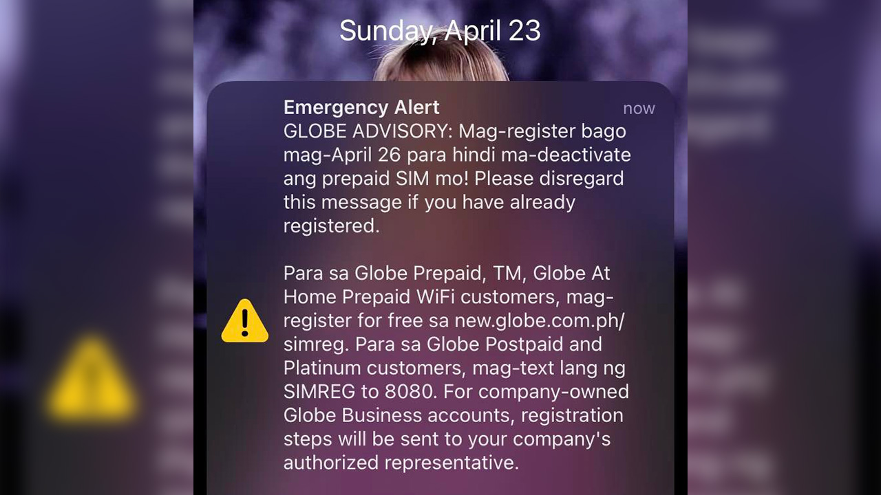 Globe Sim Registration Emergency Alert