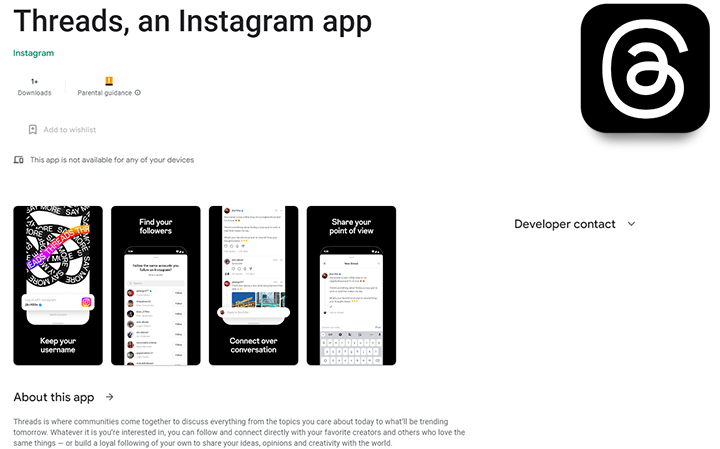 Threads Seen On Google Play