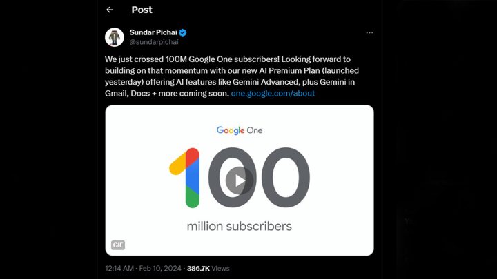 Google One 100 Million