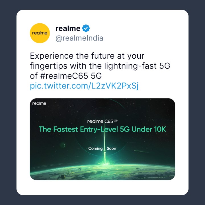 Realme C65 5g Teased (realme India)