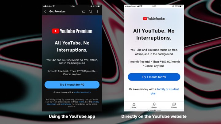 Youtube Premium Price Comparison (app Store Vs Web)