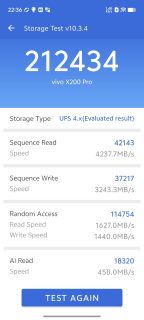 Vivo X200pro Antutu Storage